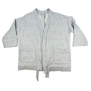 Madewell Grey Fleece Robe Cardigan Women L MWL Belted Pocket WNB238 FA21